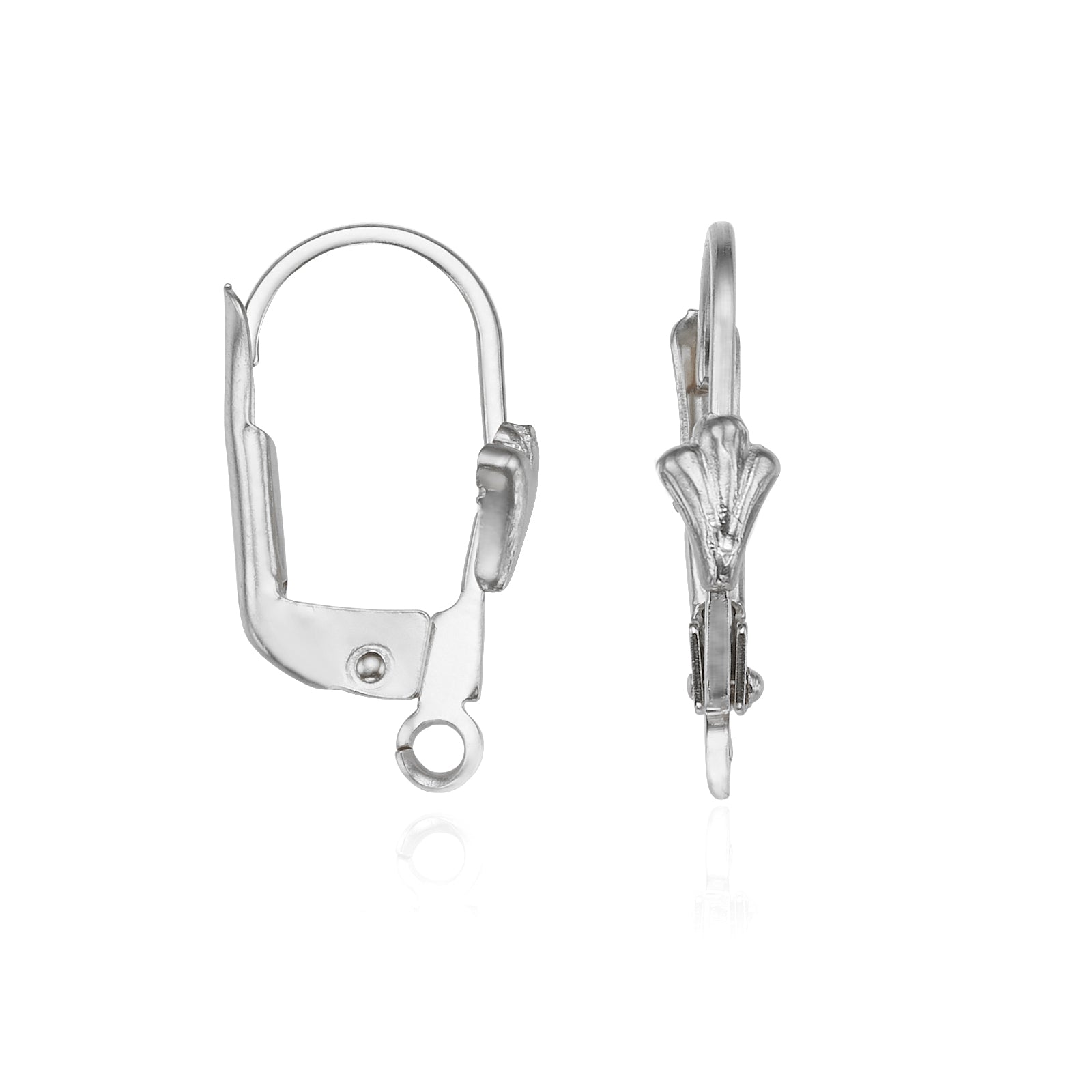 בסיס עגיל מנוף אחורי מזהב לבן 14 קראט בעיצוב מניפה ברכת זהב