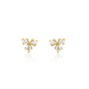 עגילי ילדות שלושה יהלומים זהב 14 קראט עגילים צמודים שלושה זירקונים עגילי זירקונים פירמידה ילדות 