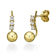 עגיל ילדות צמוד זירקונים וכדורים