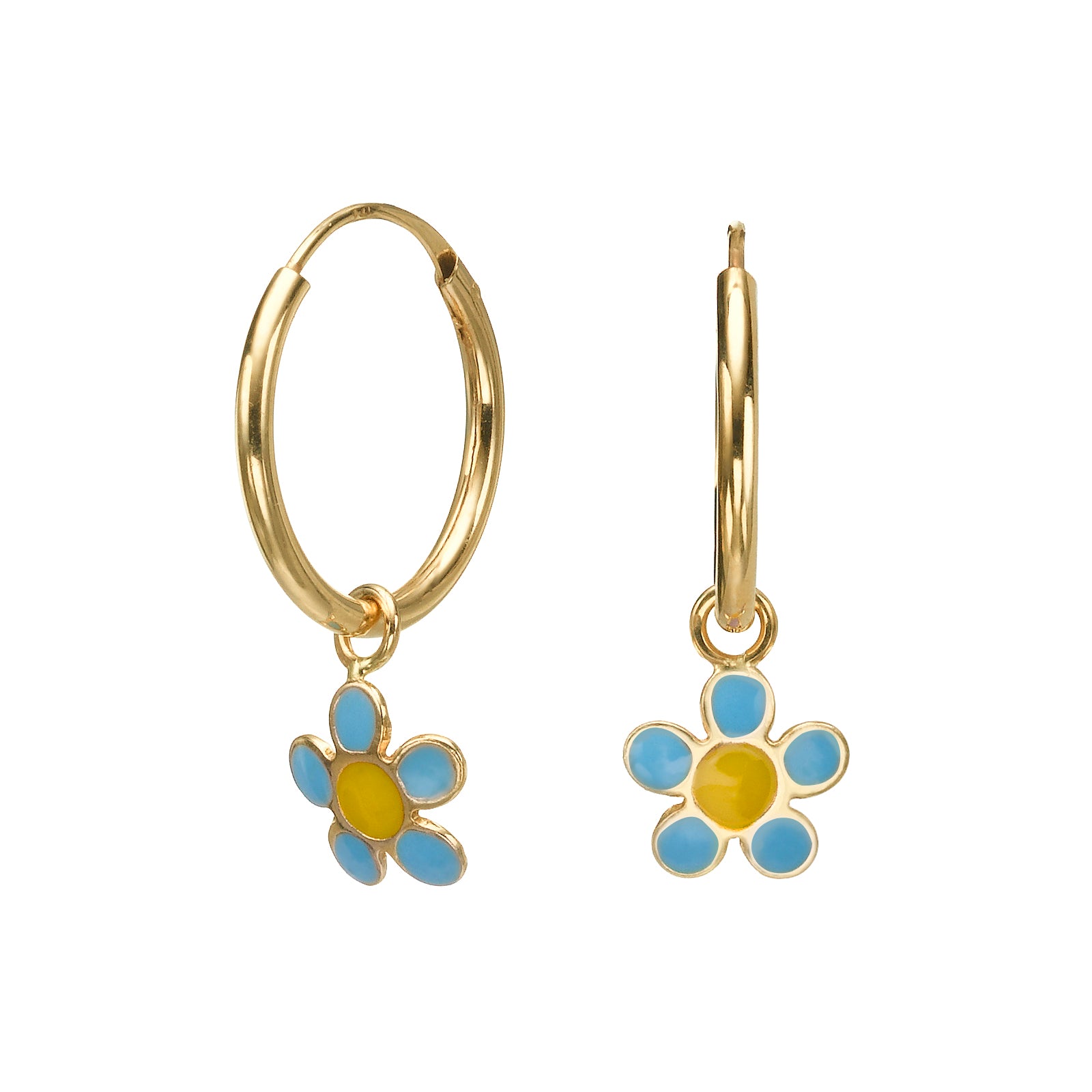 עגיל ילדות תלוי פרח סלינה כחול