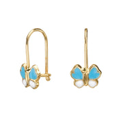 עגיל ילדות תלוי פרפר כחול לבן