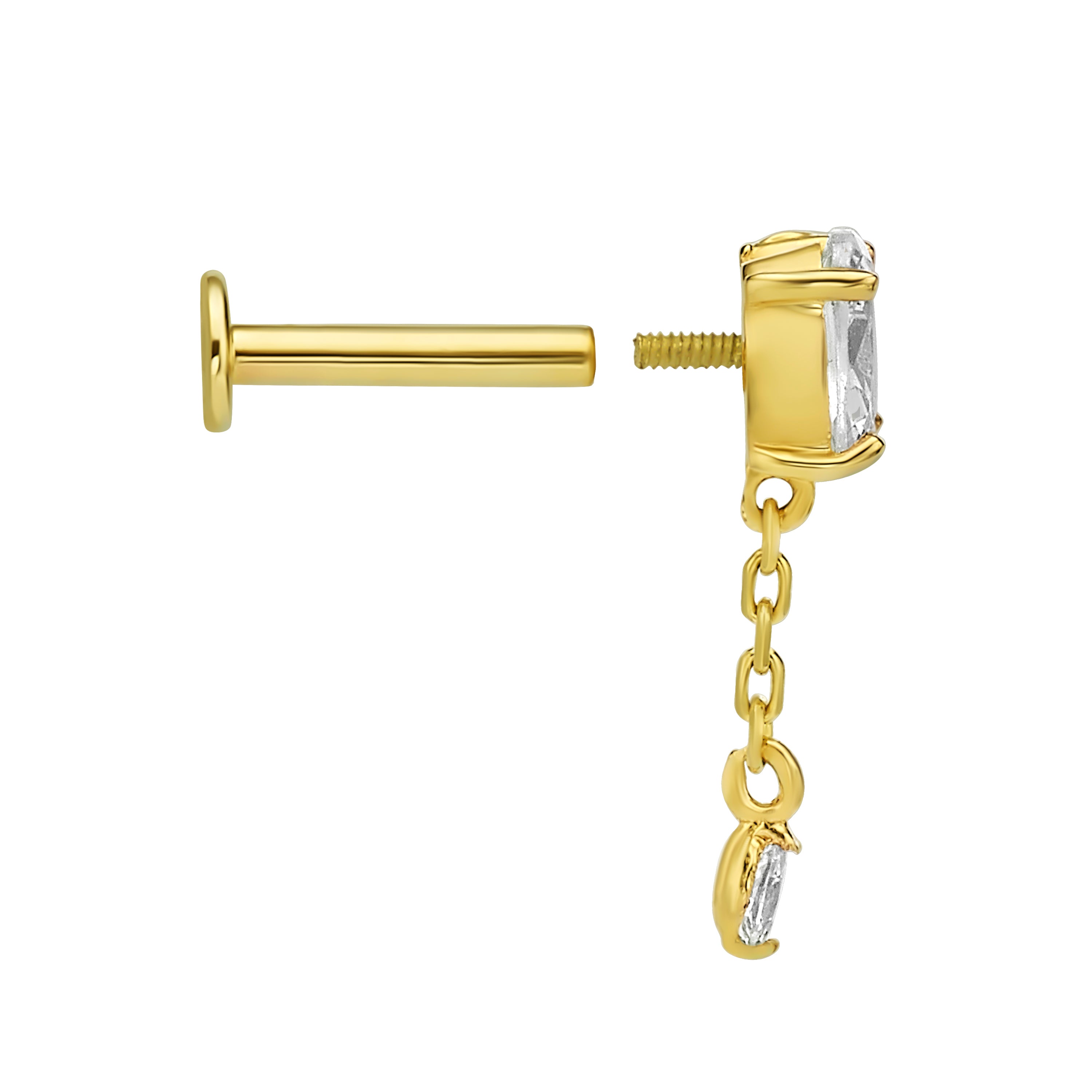 פירסינג אובל עם שרשרת