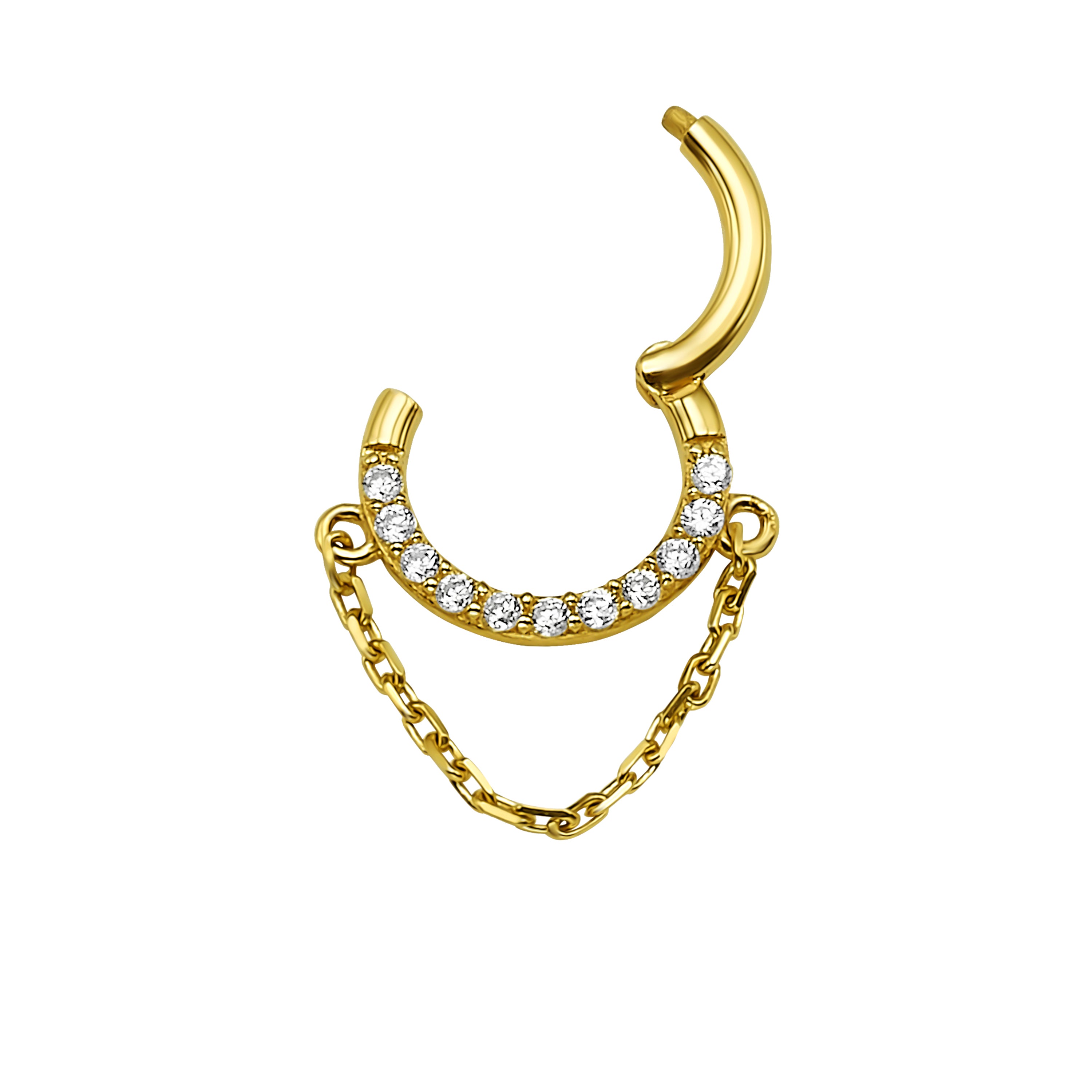 פירסינג חישוק אבנים ושרשרת