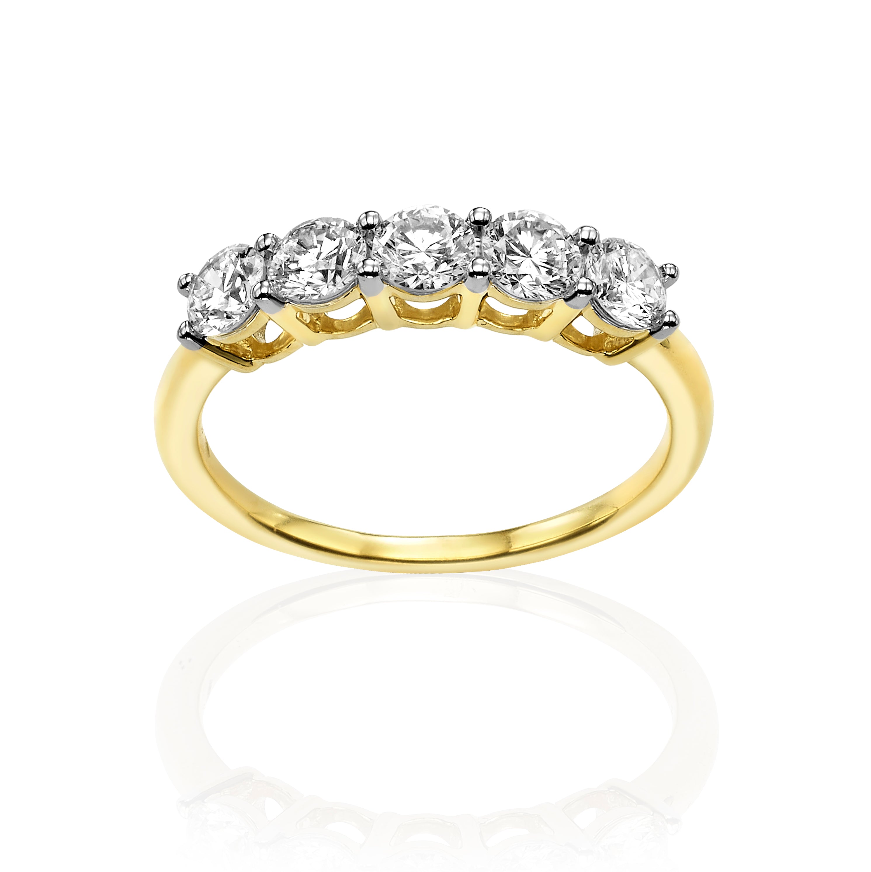 טבעת שורה משובצת יהלומי מעבדה - עגולים