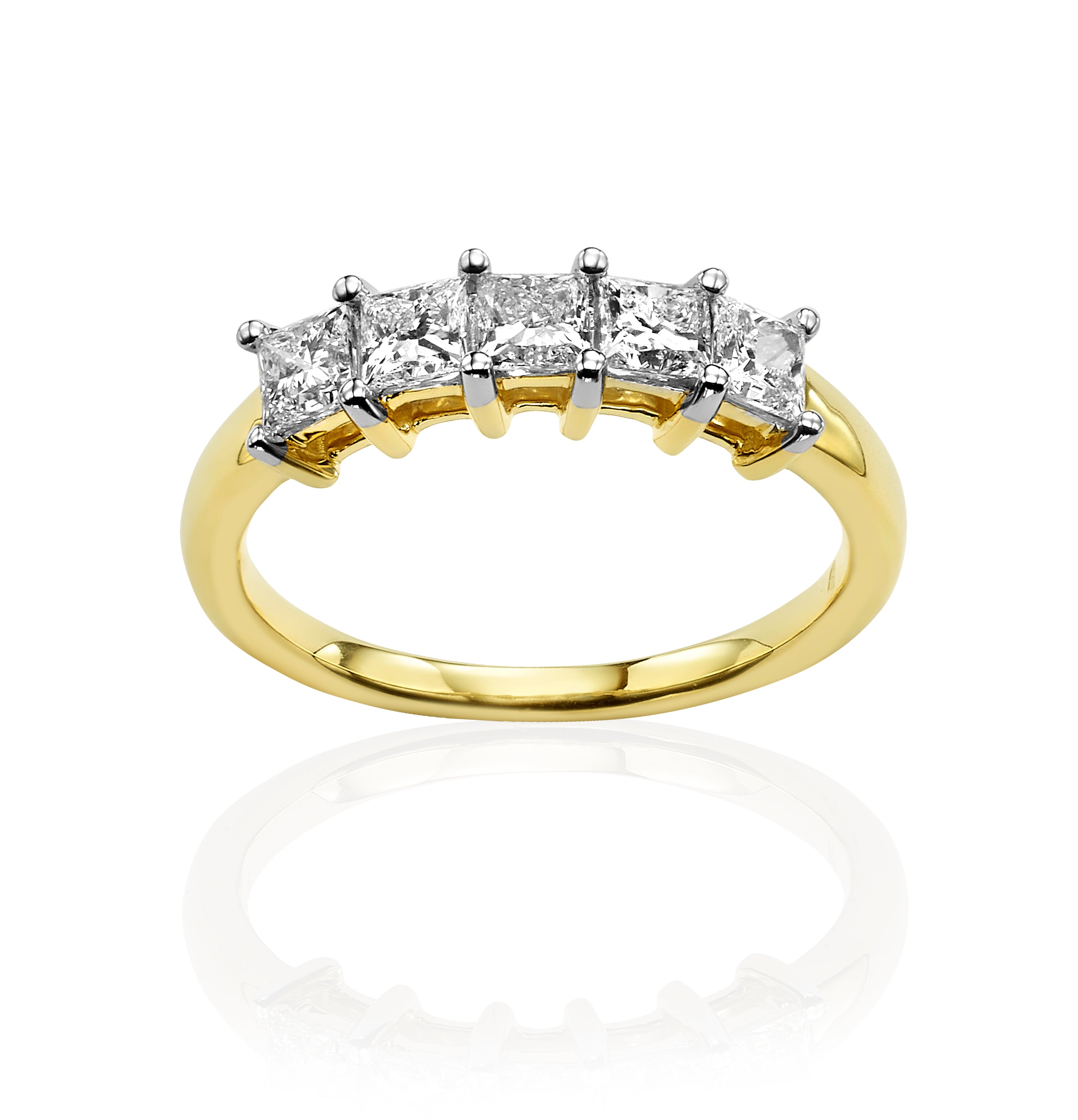 טבעת שורה משובצת יהלומי מעבדה - פרינסס